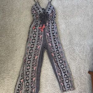 Navy blue pink and white wide leg romper